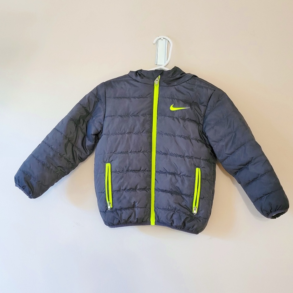 Toddler Gray and Neon Puffer coat